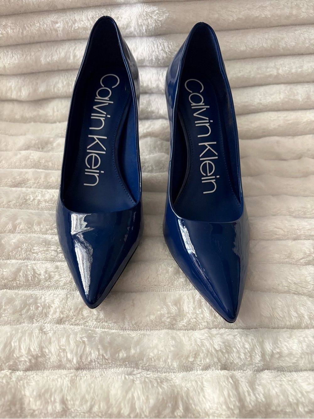 Calvin Klein Women's Patent Pointed-Toe Pumps in Deep Blue 7.5